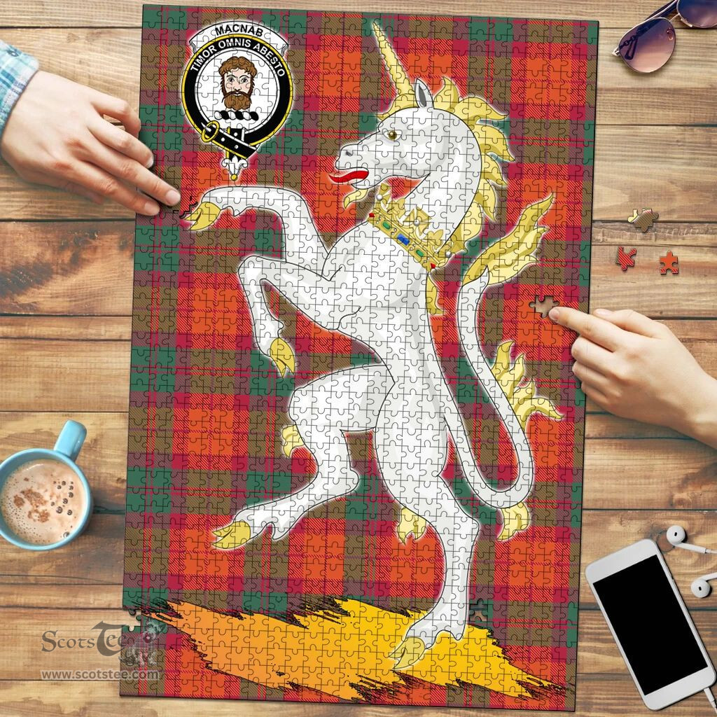 Scottish MacNab Ancient Clan Tartan Puzzle - Unicorn Style Scottish Plaid Tartan Plaid