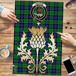 Scottish Graham of Menteith Modern Clan Tartan Puzzle - Thistle Gold Style Scottish Plaid Tartan Plaid