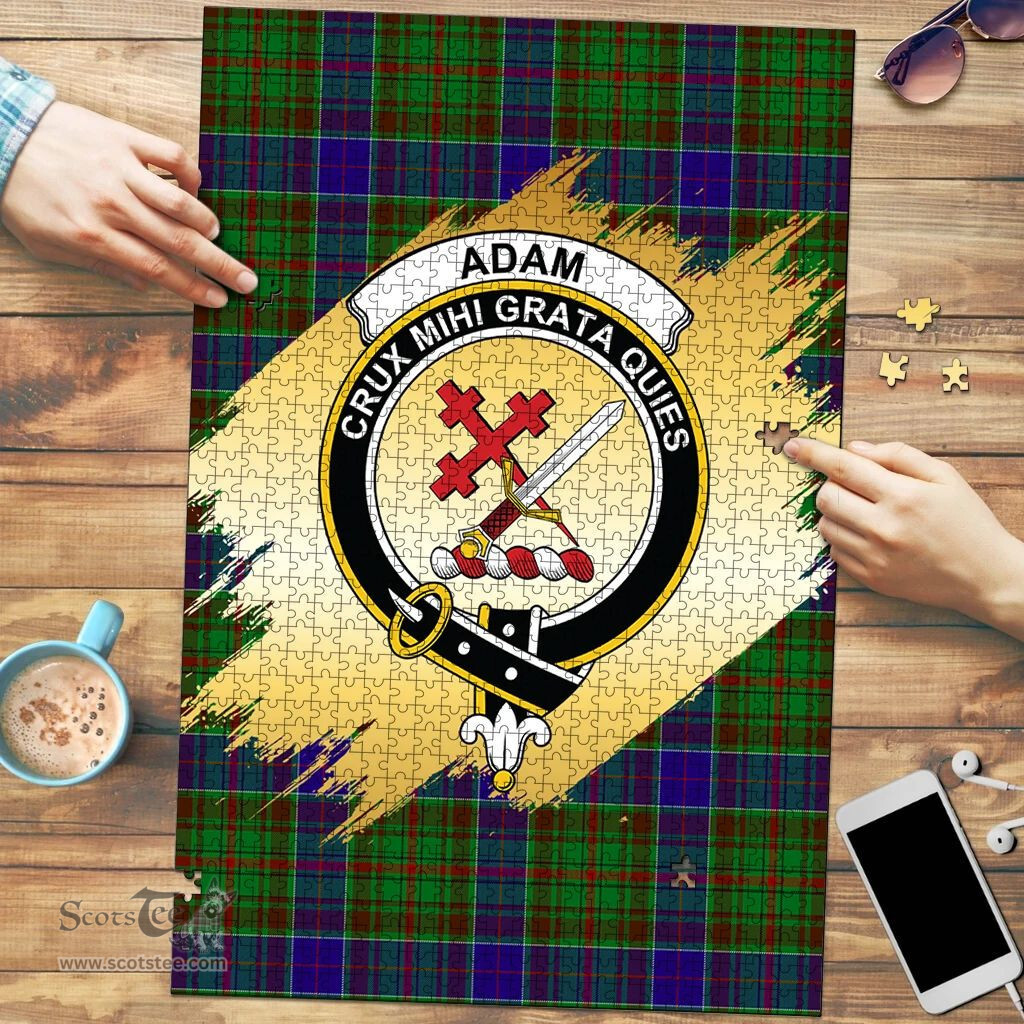 Scottish Adam Clan Tartan Puzzle - Gold Style Scottish Plaid Tartan Plaid