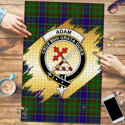 Scottish Adam Clan Tartan Puzzle - Gold Style Scottish Plaid Tartan Plaid