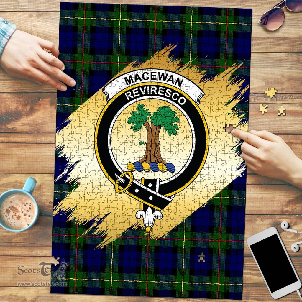 Scottish MacEwan Clan Tartan Puzzle - Gold Style Scottish Plaid Tartan Plaid