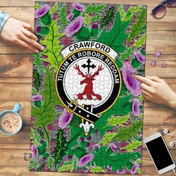 Scottish Crawford Ancient Clan Tartan Puzzle - Thistle Pattern Style Scottish Plaid Tartan Plaid
