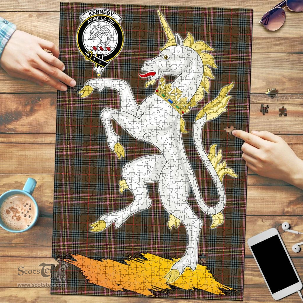 Scottish Kennedy Weathered Clan Tartan Puzzle - Unicorn Style Scottish Plaid Tartan Plaid