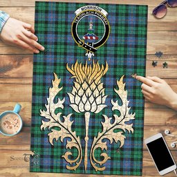 Scottish Morrison Ancient Clan Tartan Puzzle - Thistle Gold Style Scottish Plaid Tartan Plaid