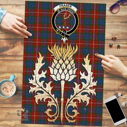 Scottish Fraser Ancient Clan Tartan Puzzle - Thistle Gold Style Scottish Plaid Tartan Plaid