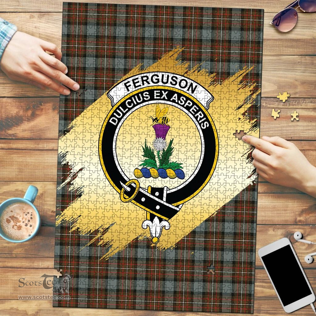 Scottish Ferguson Weathered Clan Tartan Puzzle - Gold Style Scottish Plaid Tartan Plaid