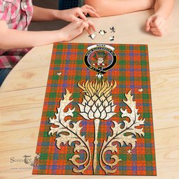 Scottish Ross Ancient Clan Tartan Puzzle - Thistle Gold Style Scottish Plaid Tartan Plaid