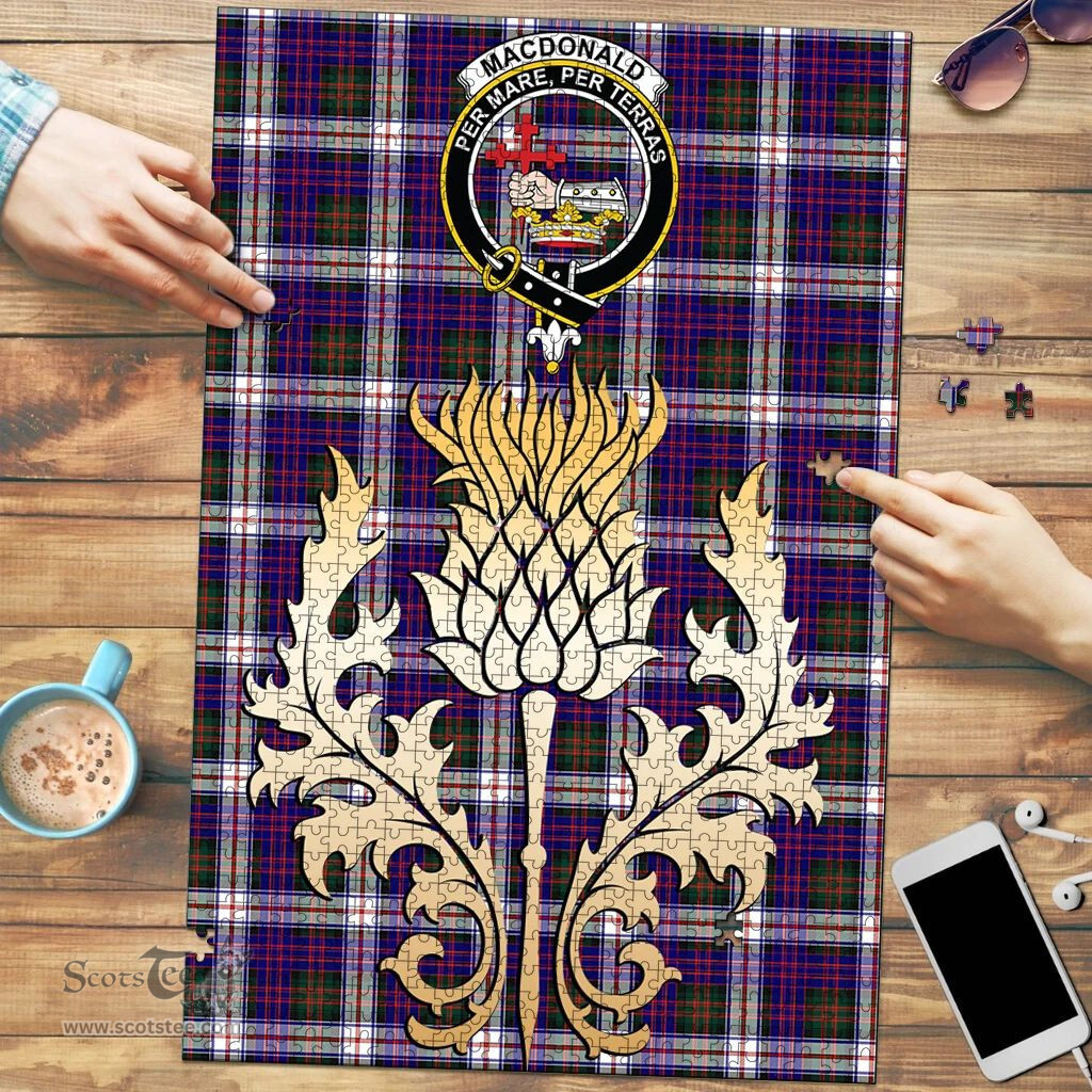Scottish MacDonald Dress Modern Clan Tartan Puzzle - Thistle Gold Style Scottish Plaid Tartan Plaid