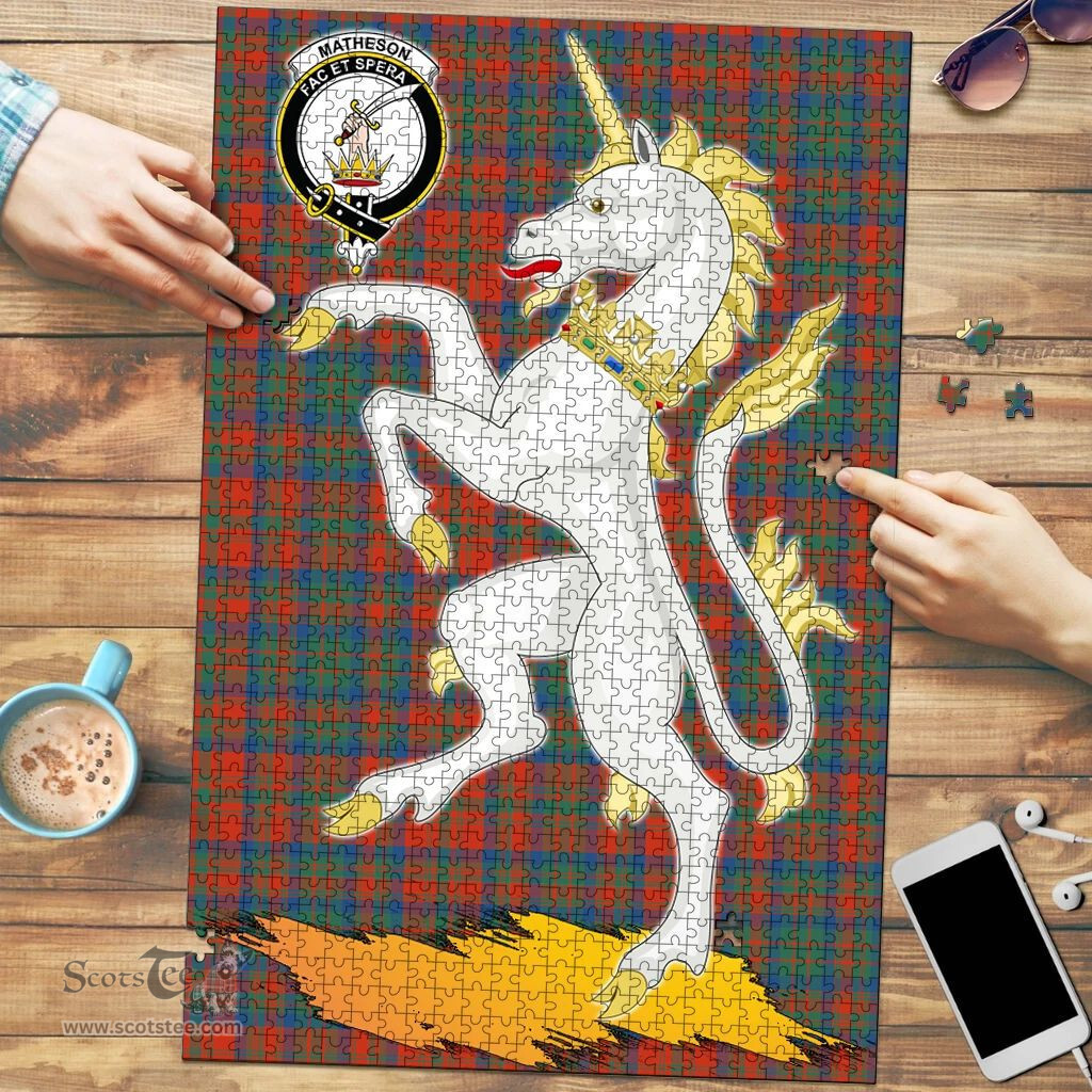 Scottish Matheson Ancient Clan Tartan Puzzle - Unicorn Style Scottish Plaid Tartan Plaid