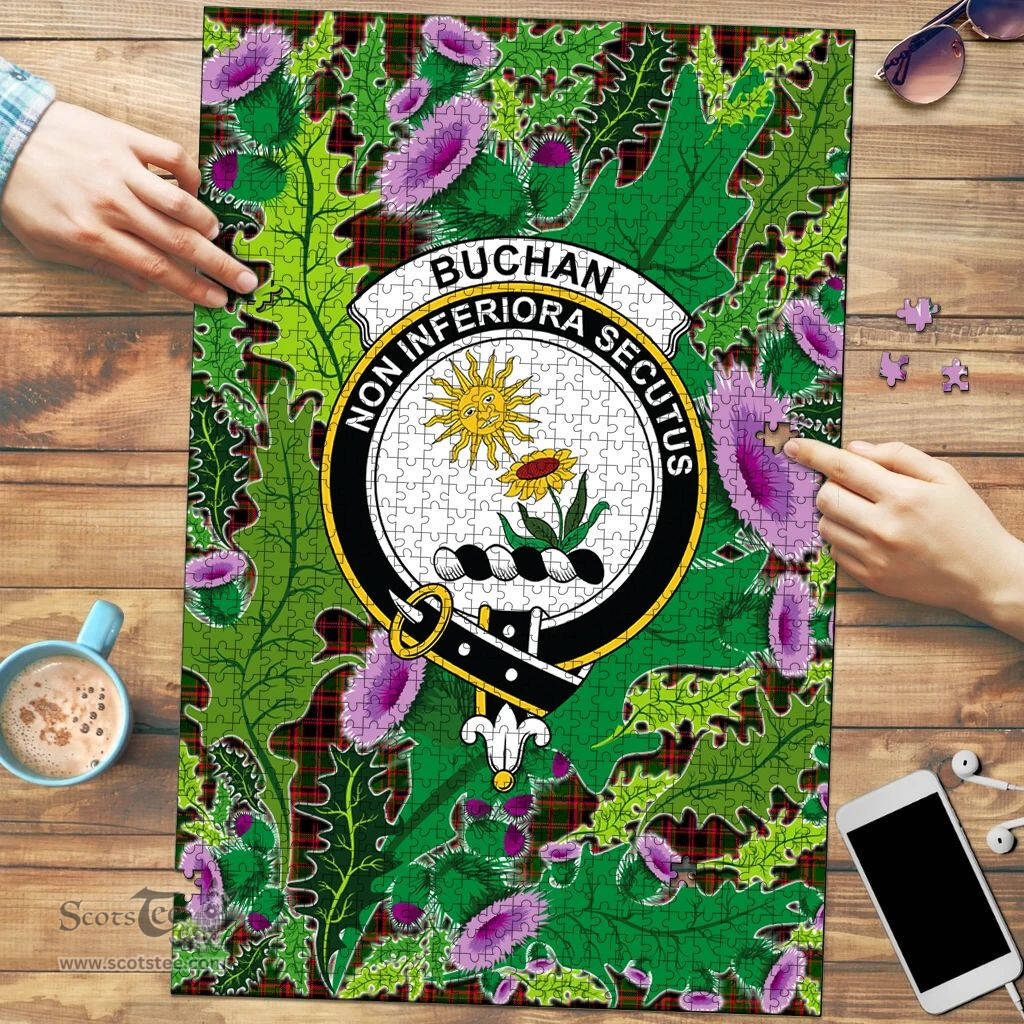 Scottish Buchan Modern Clan Tartan Puzzle - Thistle Pattern Style Scottish Plaid Tartan Plaid