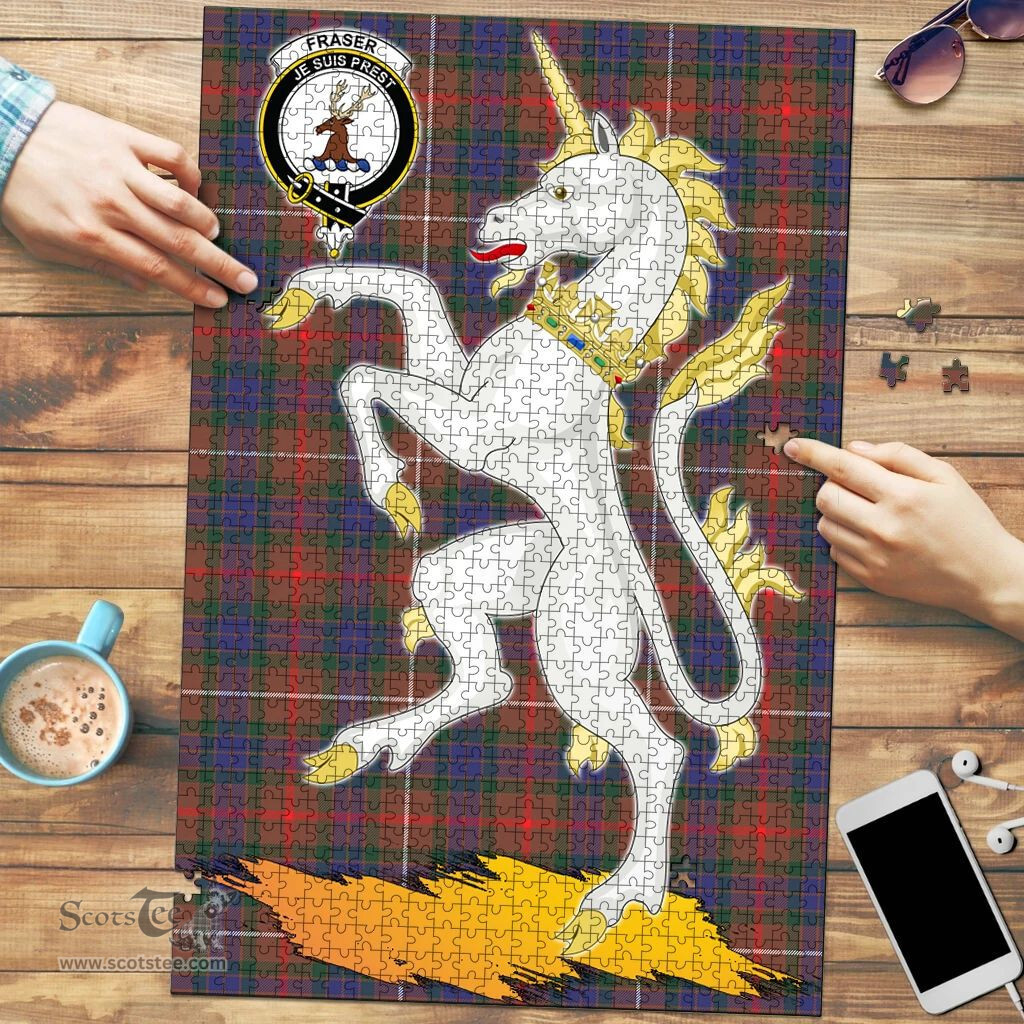 Scottish Fraser Hunting Modern Clan Tartan Puzzle - Unicorn Style Scottish Plaid Tartan Plaid