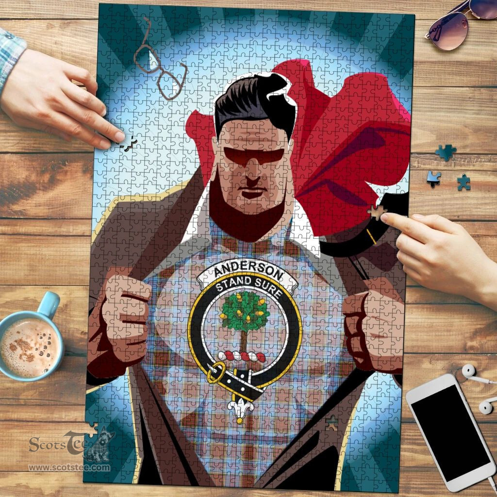 Scottish Anderson Modern Clan Tartan Puzzle - Supper Hero Style Scottish Plaid Tartan Plaid