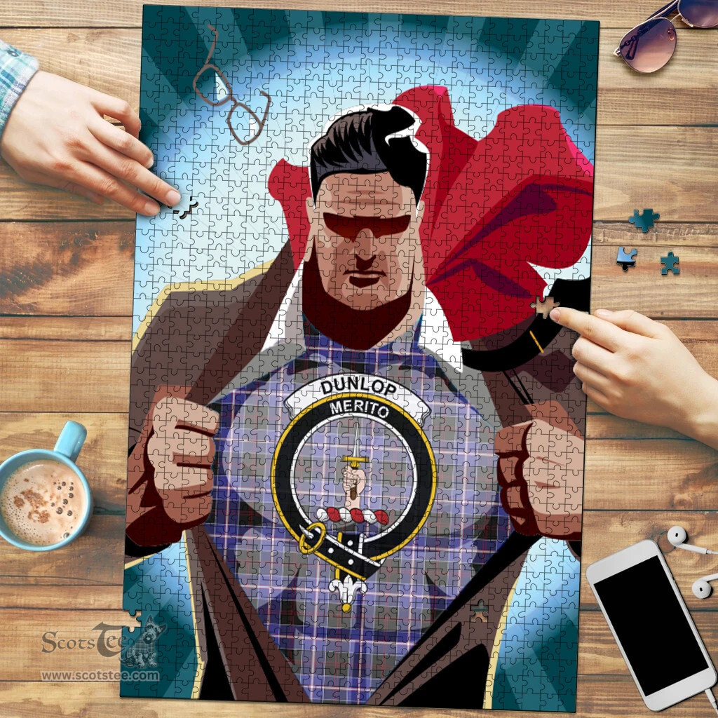 Scottish Dunlop Modern Clan Tartan Puzzle - Supper Hero Style Scottish Plaid Tartan Plaid