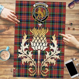Scottish MacPherson Ancient Clan Tartan Puzzle - Thistle Gold Style Scottish Plaid Tartan Plaid