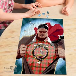 Scottish MacQuarrie Modern Clan Tartan Puzzle - Supper Hero Style Scottish Plaid Tartan Plaid