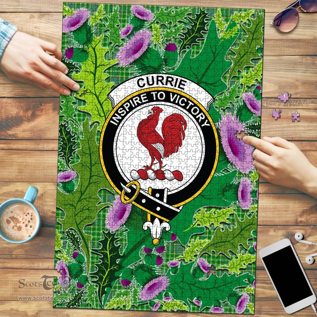 Scottish Currie Clan Tartan Puzzle - Thistle Pattern Style Scottish Plaid Tartan Plaid