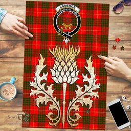 Scottish Cameron Modern Clan Tartan Puzzle - Thistle Gold Style Scottish Plaid Tartan Plaid
