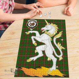 Scottish MacKinnon Hunting Modern Clan Tartan Puzzle - Unicorn Style Scottish Plaid Tartan Plaid