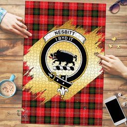 Scottish Nesbitt Modern Clan Tartan Puzzle - Gold Style Scottish Plaid Tartan Plaid