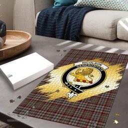 Scottish Nicolson Hunting Weathered Clan Tartan Puzzle - Gold Style Scottish Plaid Tartan Plaid