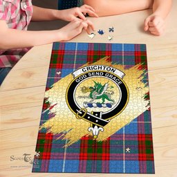 Scottish Crichton Clan Tartan Puzzle - Gold Style Scottish Plaid Tartan Plaid