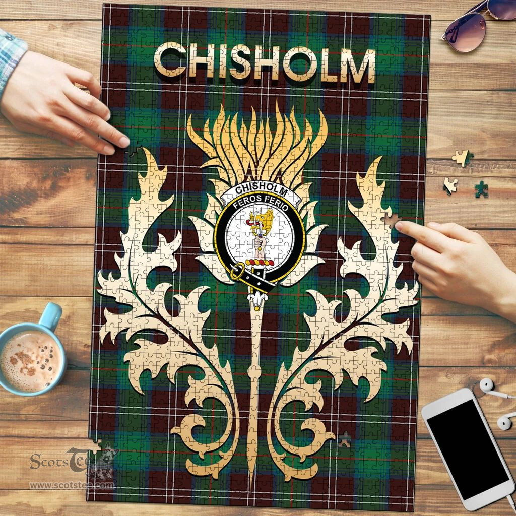 Scottish Chisholm Hunting Ancient Clan Tartan Puzzle - Thistle Scotland Style Scottish Plaid Tartan Plaid