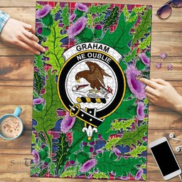 Scottish Graham of Menteith Red Clan Tartan Puzzle - Thistle Pattern Style Scottish Plaid Tartan Plaid