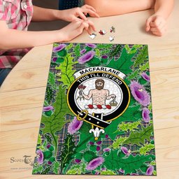 Scottish MacFarlane Hunting Ancient Clan Tartan Puzzle - Thistle Pattern Style Scottish Plaid Tartan Plaid