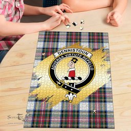 Scottish Dennistoun Clan Tartan Puzzle - Gold Style Scottish Plaid Tartan Plaid