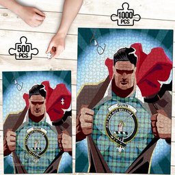 Scottish Gunn Ancient Clan Tartan Puzzle - Supper Hero Style Scottish Plaid Tartan Plaid