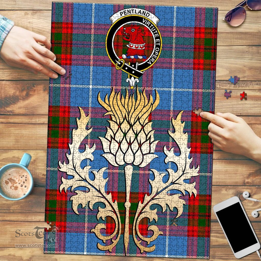 Scottish Pentland Clan Tartan Puzzle - Thistle Gold Style Scottish Plaid Tartan Plaid