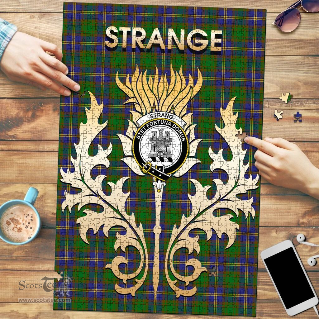 Scottish Strange of Balkaskie Clan Tartan Puzzle - Thistle Scotland Style Scottish Plaid Tartan Plaid