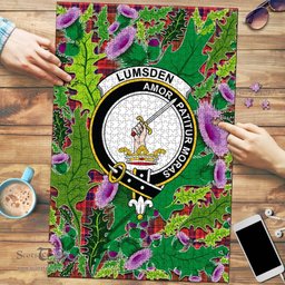 Scottish Lumsden Modern Clan Tartan Puzzle - Thistle Pattern Style Scottish Plaid Tartan Plaid