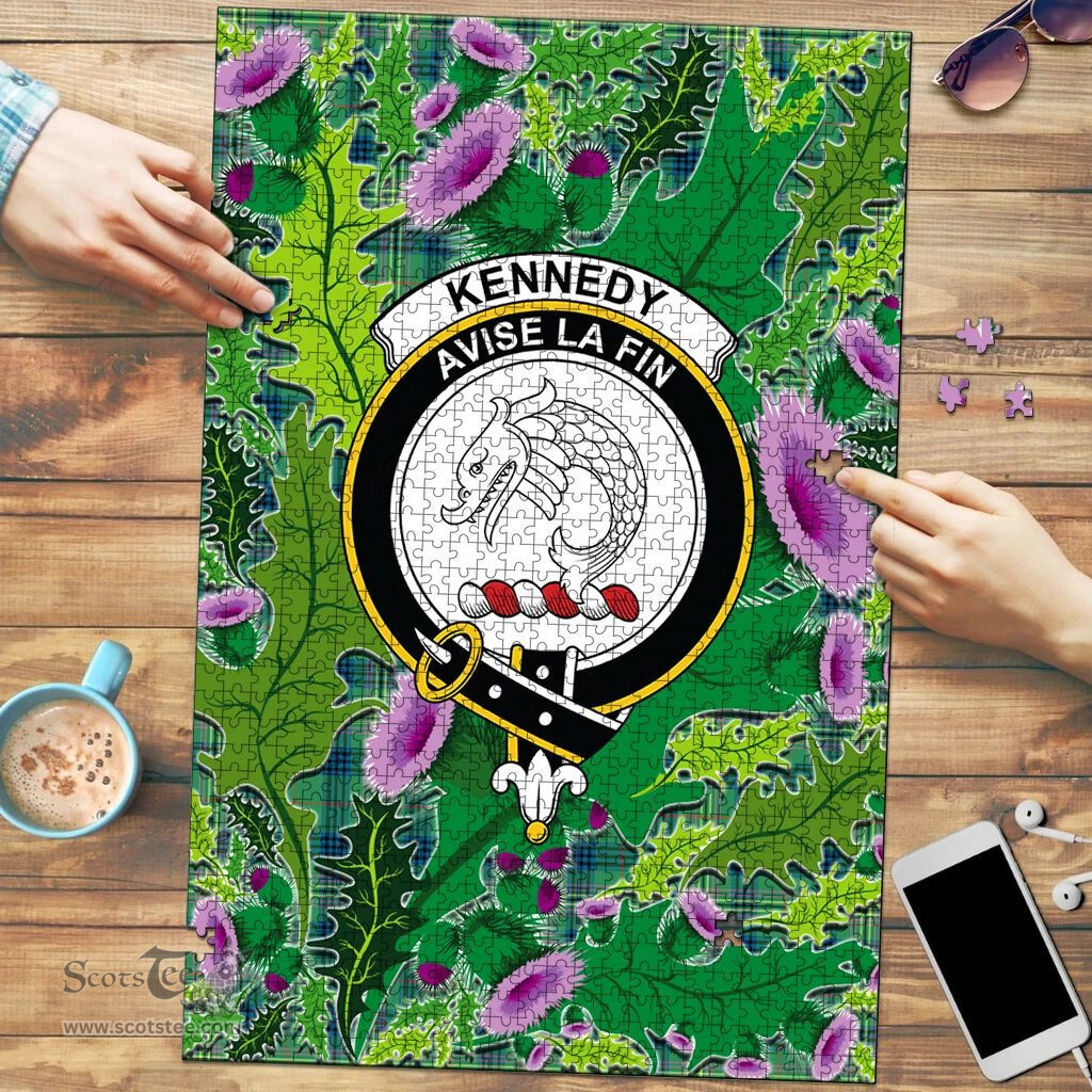 Scottish Kennedy Ancient Clan Tartan Puzzle - Thistle Pattern Style Scottish Plaid Tartan Plaid
