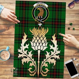 Scottish Halkett Clan Tartan Puzzle - Thistle Gold Style Scottish Plaid Tartan Plaid