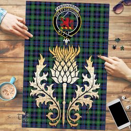 Scottish Farquharson Ancient Clan Tartan Puzzle - Thistle Gold Style Scottish Plaid Tartan Plaid