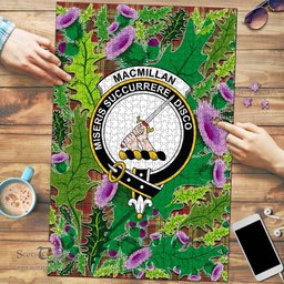 Scottish MacMillan Old Weathered Clan Tartan Puzzle - Thistle Pattern Style Scottish Plaid Tartan Plaid