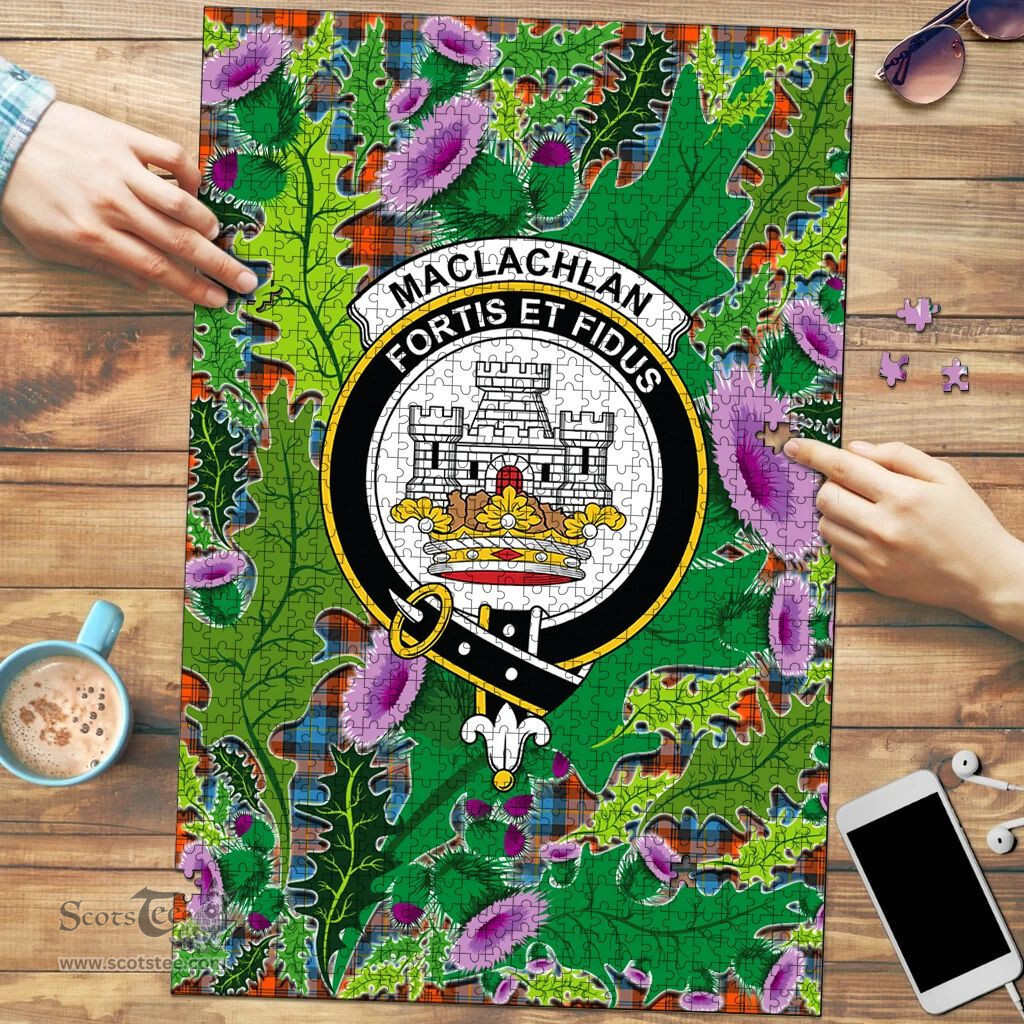 Scottish MacLachlan Ancient Clan Tartan Puzzle - Thistle Pattern Style Scottish Plaid Tartan Plaid