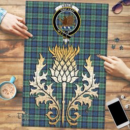 Scottish Leslie Hunting Ancient Clan Tartan Puzzle - Thistle Gold Style Scottish Plaid Tartan Plaid