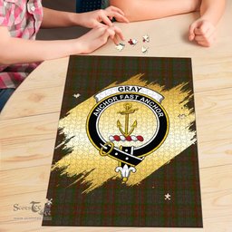 Scottish Gray Clan Tartan Puzzle - Gold Style Scottish Plaid Tartan Plaid