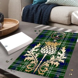 Scottish Blackadder Clan Tartan Puzzle - Thistle Gold Style Scottish Plaid Tartan Plaid
