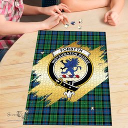 Scottish Forsyth Ancient Clan Tartan Puzzle - Gold Style Scottish Plaid Tartan Plaid