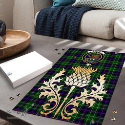 Scottish Leslie Hunting Clan Tartan Puzzle - Thistle Gold Style Scottish Plaid Tartan Plaid