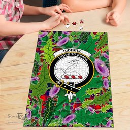 Scottish Riddell Clan Tartan Puzzle - Thistle Pattern Style Scottish Plaid Tartan Plaid
