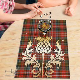 Scottish MacPherson Weathered Clan Tartan Puzzle - Thistle Gold Style Scottish Plaid Tartan Plaid