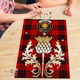 Scottish MacLeod of Raasay Clan Tartan Puzzle - Thistle Gold Style Scottish Plaid Tartan Plaid