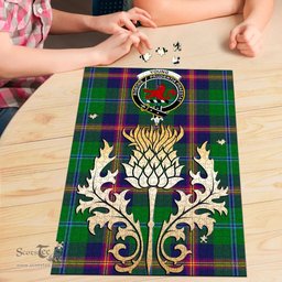Scottish Young Modern Clan Tartan Puzzle - Thistle Gold Style Scottish Plaid Tartan Plaid