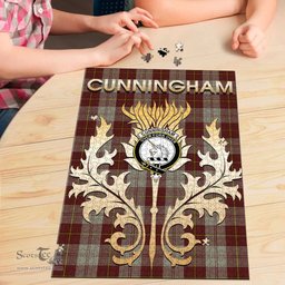 Scottish Cunningham Burgundy Dancers Clan Tartan Puzzle - Thistle Scotland Style Scottish Plaid Tartan Plaid
