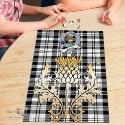 Scottish Scott Black White Modern Clan Tartan Puzzle - Thistle Gold Style Scottish Plaid Tartan Plaid