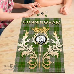 Scottish Cunningham Dress Green Dancers Clan Tartan Puzzle - Thistle Scotland Style Scottish Plaid Tartan Plaid